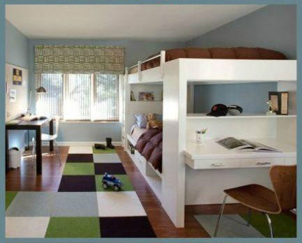 如果你们家只有一个孩子，可能你就不担心睡房的布置，因为肯定以你的孩子为主。但是如果你们家有两个孩子呢?两个孩子，一件房间该怎么布置呢?不妨采用上下铺的方式?