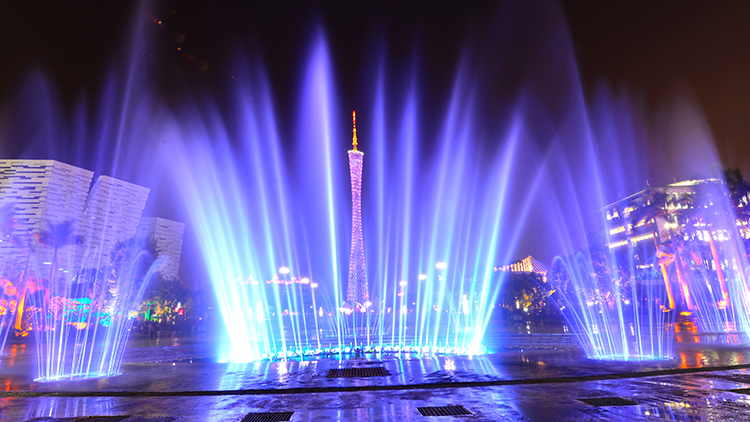 广州花城广场 灯光节音乐喷泉