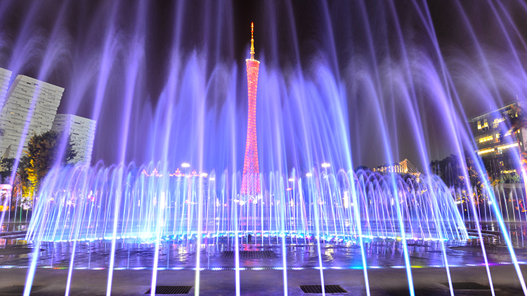 广州花城广场 灯光节音乐喷泉