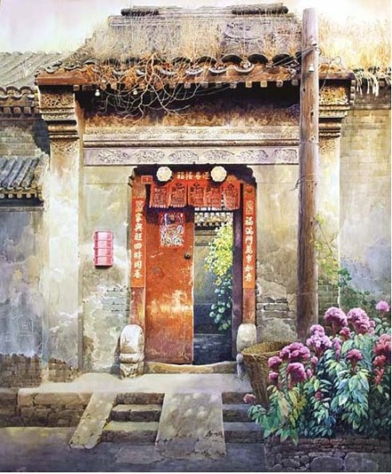 儿时印象中的老北京是这样的，既干净又安静，好怀念啊。出自水彩画家黄有维。