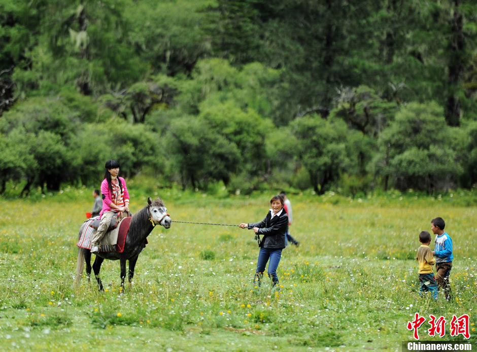 伍须海内游客骑马也是一道风景。