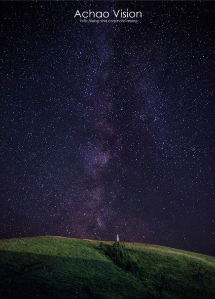 坝上草原——星河，安静美丽! August 10, 2013，秋季星空的星星与银河清晰可见，行摄在坝上的夜晚，明显阵阵凉意。每颗星星，每个星座，每棵树，都是那么的安静，美丽!