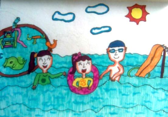 快乐的暑假生活儿童画 快乐的暑假主题画