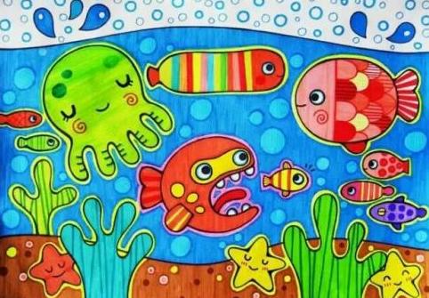 海底世界儿童画图片大全集儿童画海底世界图片大全