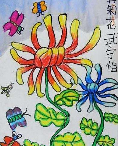 关于菊花的儿童画图片大全 以菊花为主题的儿童画