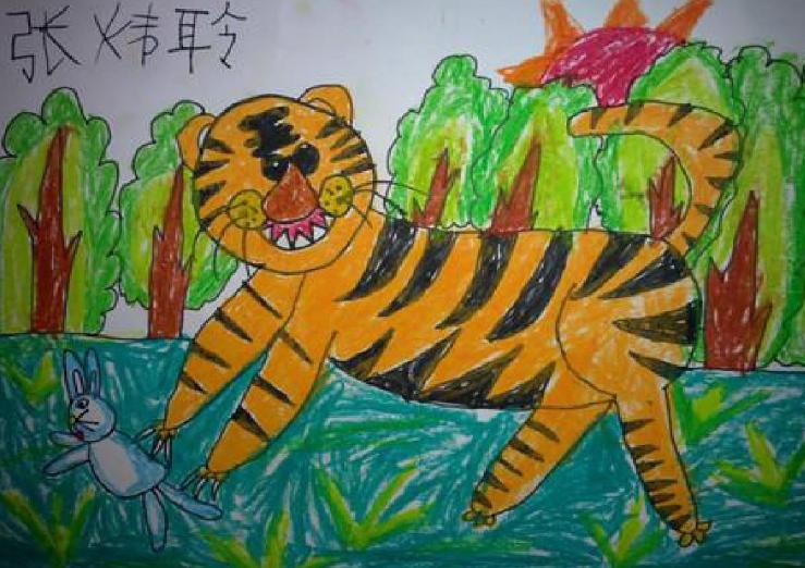 儿童画老虎图片大全可爱关于老虎的儿童画图片大全