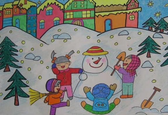 快乐的寒假绘画图片大全快乐的寒假儿童画简单