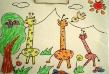 关于长颈鹿的儿童画图片大全 儿童画长颈鹿的画法大全