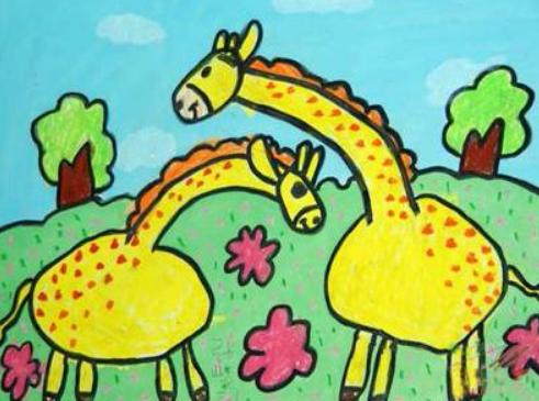关于长颈鹿的儿童画图片大全 儿童画长颈鹿的画法大全