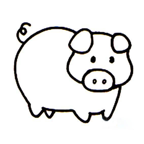 小猪简笔画图片,猪卡通简笔画,卡通小猪简笔画