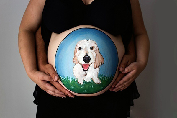 【孕妇涂鸦照】国外孕妈妈创意涂鸦孕照图片