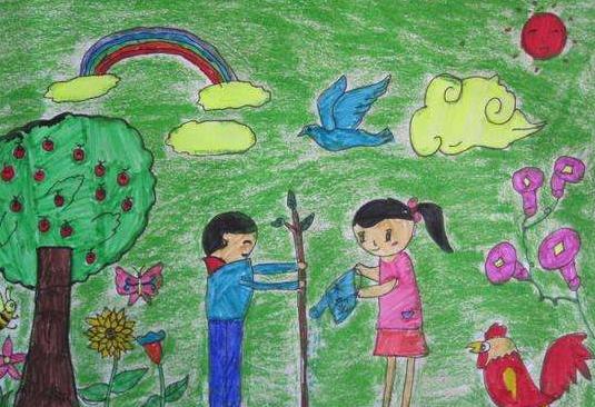 关于快乐的植树节儿童画图片大全 植树节的画简单又漂亮