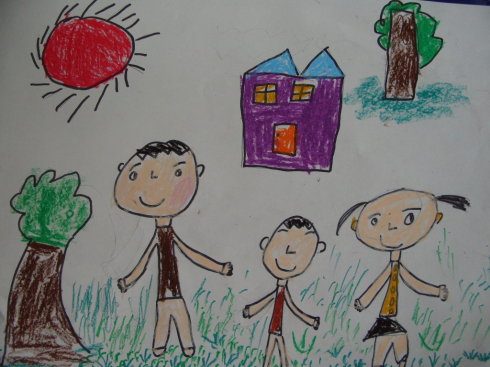 【幼儿画幸福一家人图片大全】儿童画快乐的一家人_简