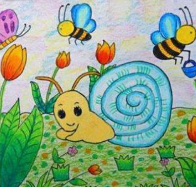 可爱的蜗牛儿童画图片大全 蜗牛儿童画简单漂亮