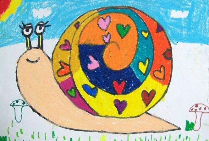 可爱的蜗牛儿童画图片大全蜗牛儿童画简单漂亮
