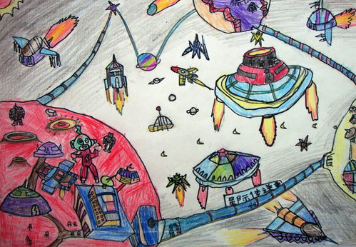 幼儿儿童画航天绘画图片大全