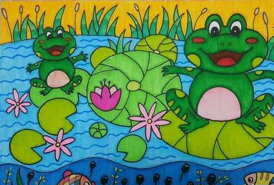 夏天的青蛙儿童画图片大全