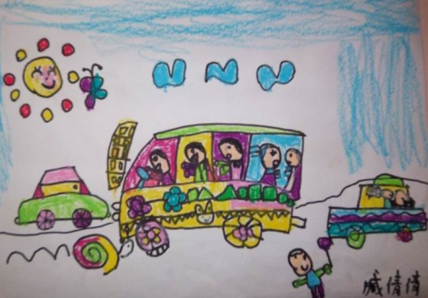 马路上的汽车儿童画图片
