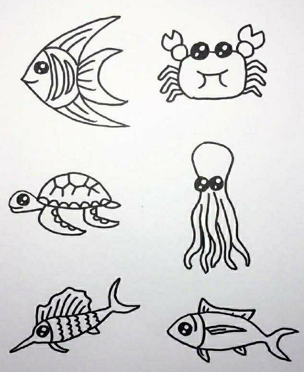 海底世界简笔画简单点的海底世界素材简笔画