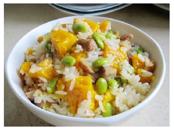 缓解宝宝便秘食谱：南瓜香肉饭