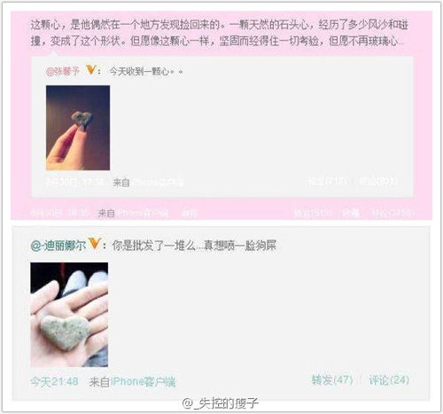 张馨予晒出“石头心”图 李晨前女友晒出相同石头心