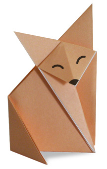 幼儿手工折纸--坐着的小狐狸