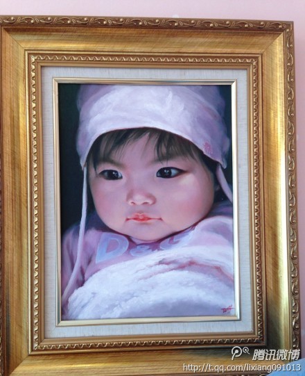 李湘晒爷爷为孙女王诗龄所作的肖像画