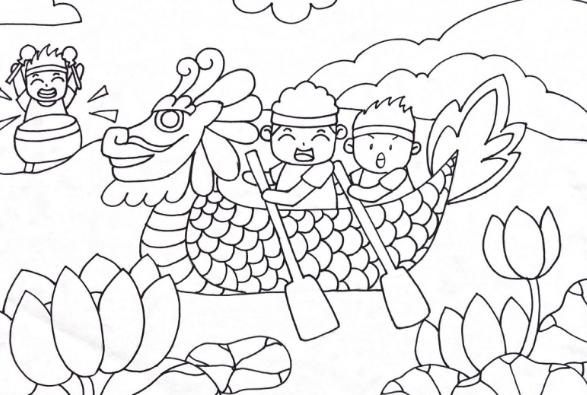 划龙舟简笔画图片大全