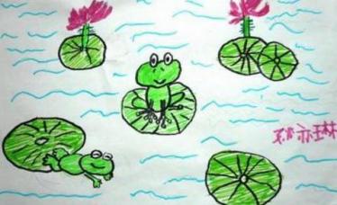以池塘里的青蛙为主题的儿童画图片大全