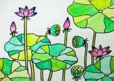 关于荷花的儿童画图片大全集
