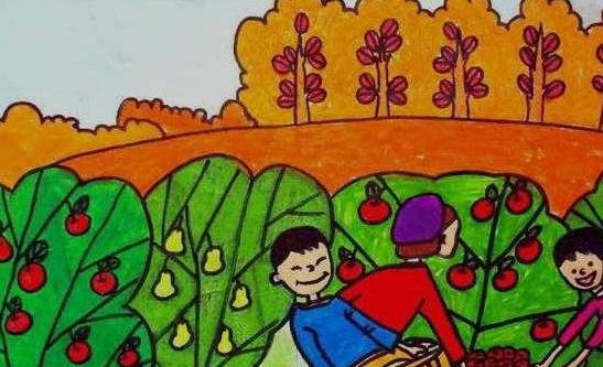 关于丰收的儿童绘画怎么画