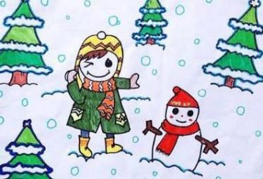 儿童画冬天的雪与雪花