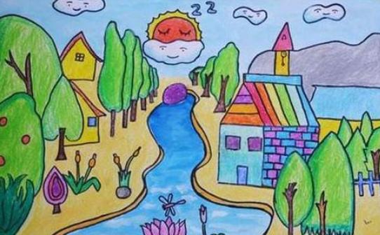 有山有水的儿童画怎么画