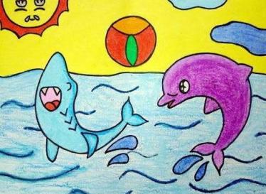 关于海豚的儿童画图片大全