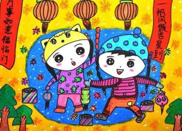关于放鞭炮的儿童画