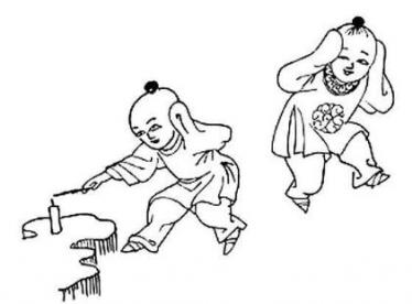 春节小孩放鞭炮简笔画 