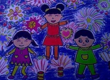 过年放烟花的儿童画怎么画 过年放烟花的儿童画怎么画