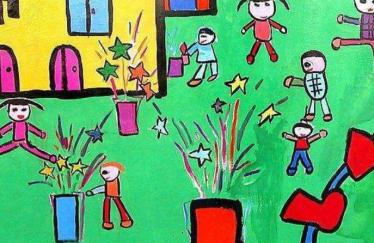 过年放烟花的儿童画怎么画 过年放烟花的儿童画怎么画