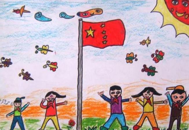 五星红旗为主题的儿童画图片大全