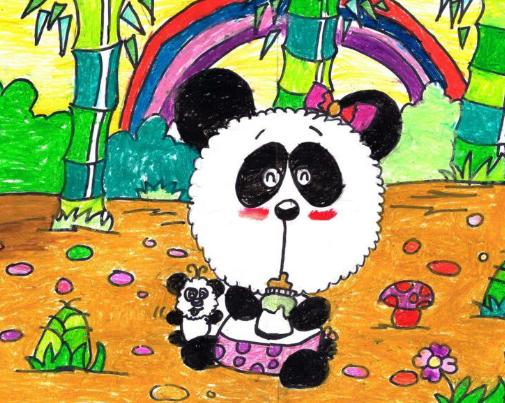 儿童画可爱的熊猫图片大全