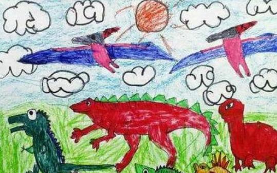 关于恐龙世界的儿童画图片大全