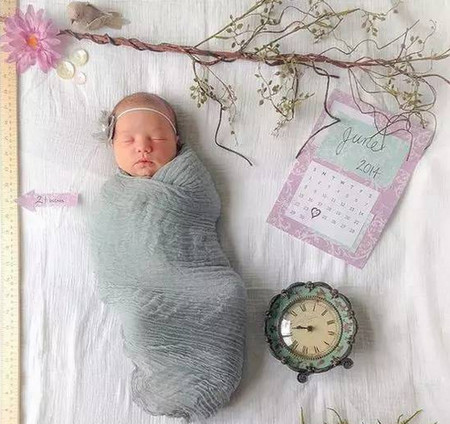 超酷的宝宝出生日照片，身高体重出生时间一目了然