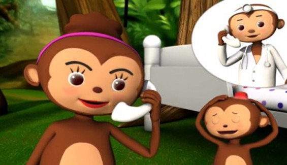 Five little monkeys英文儿歌