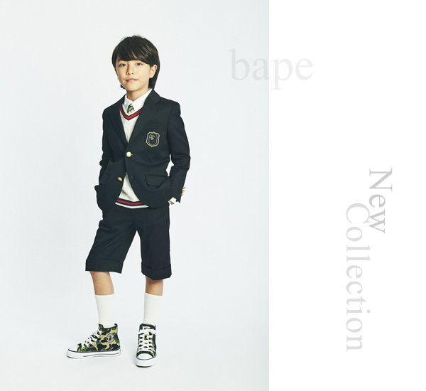 Bape是诞生于日本原宿街头的潮流服饰品牌，坚持个性与品质，从不盲从流行趋势，获得了众多明星和潮流人士的喜爱。(本组童装大片来自Bape官网)