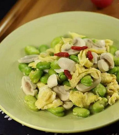 补脑又补钙的快手菜 口蘑蚕豆米炒鸡蛋