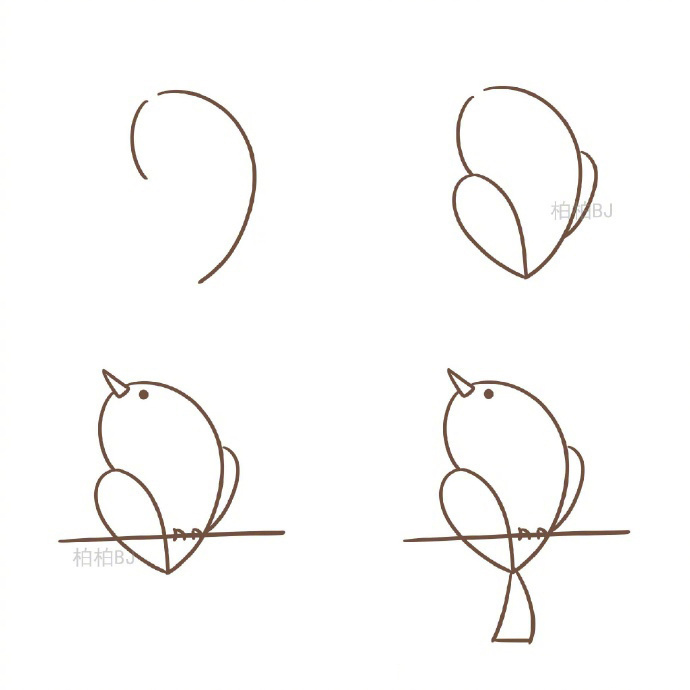 【小鸟简单画法步骤图】画小鸟的详细步骤图