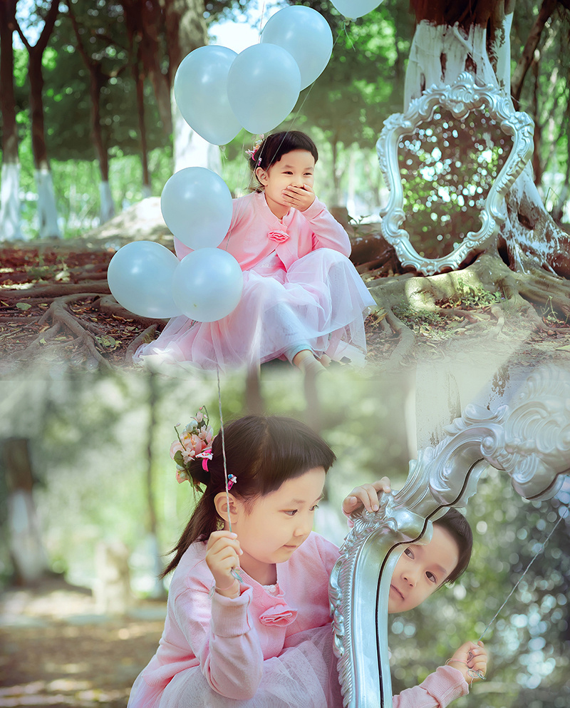 粉裙子可爱小女孩写真图片