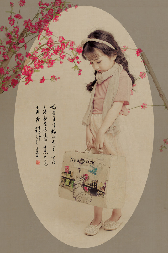 小女孩工笔画中国风写真