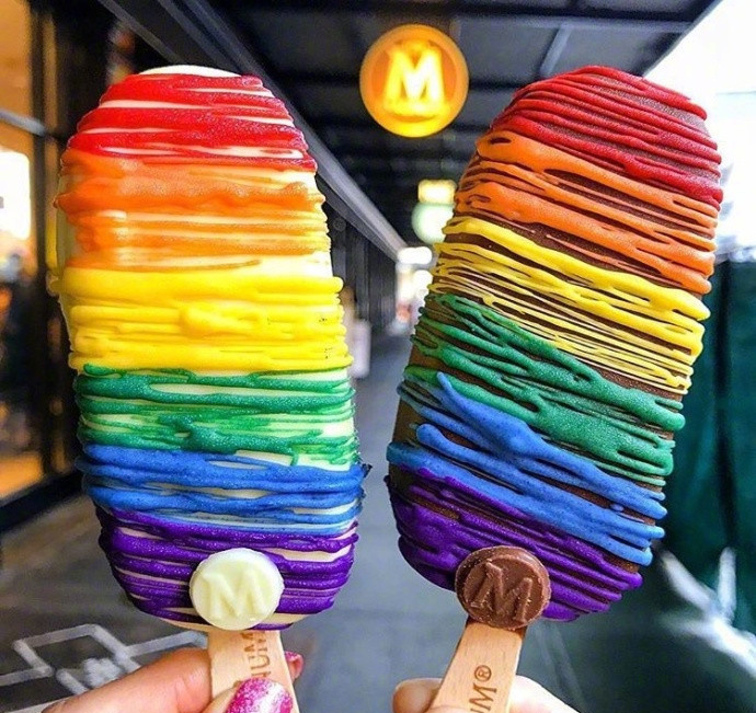 彩虹冰淇淋 美到不敢下口有木有