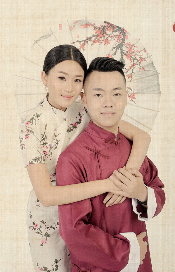 中国风工笔画婚纱照写真
